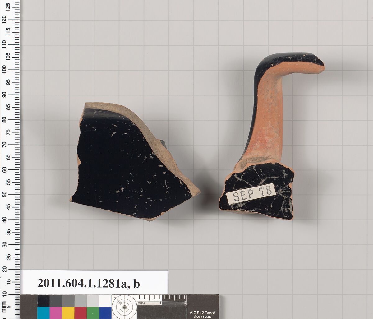 Terracotta fragments of kylikes (drinking cups), Terracotta, Greek, Attic