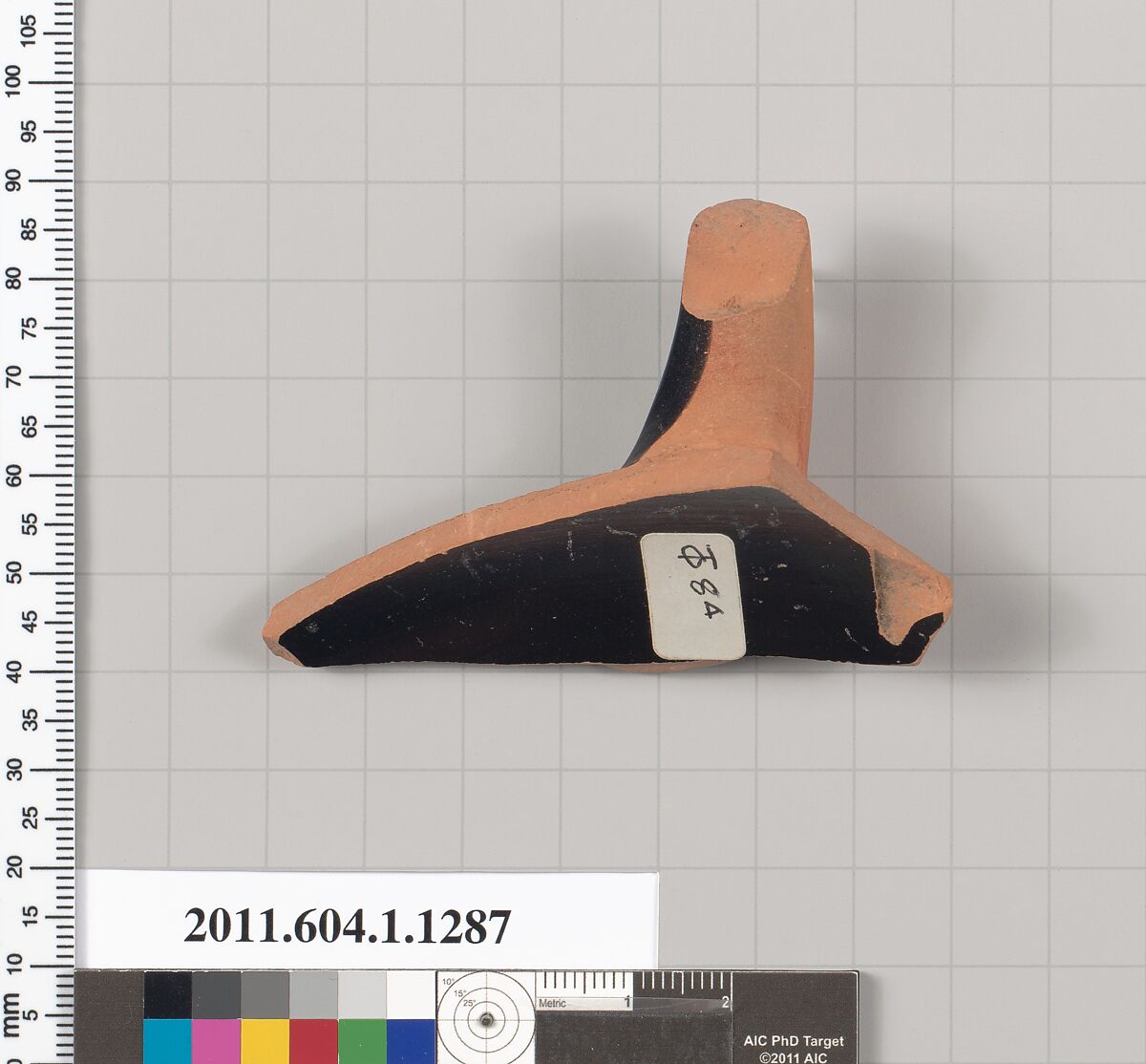 Terracotta fragment of a kylix (drinking cup), Terracotta, Greek, Attic
