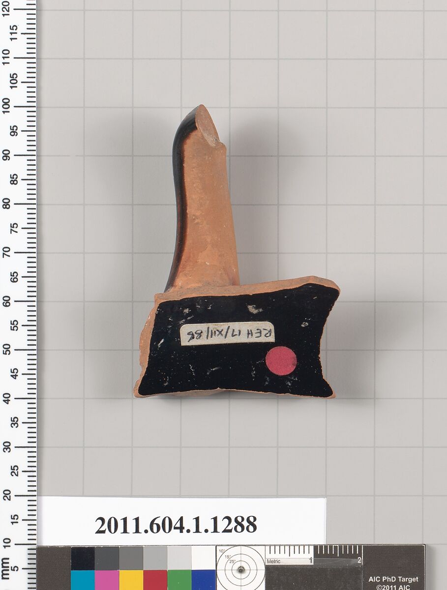 Terracotta fragment of a kylix (drinking cup), Terracotta, Greek, Attic