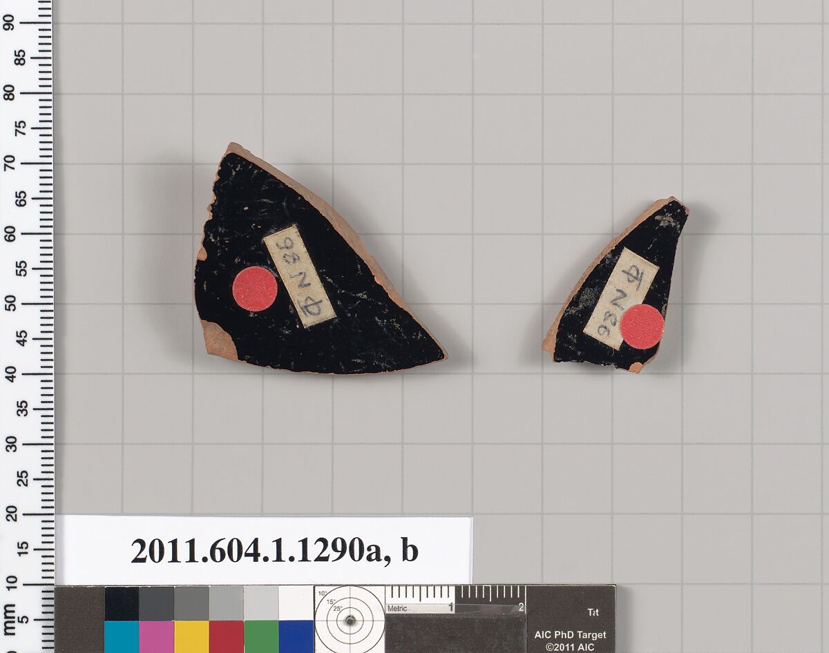 Terracotta fragments of kylikes (drinking cups), Terracotta, Greek, Attic