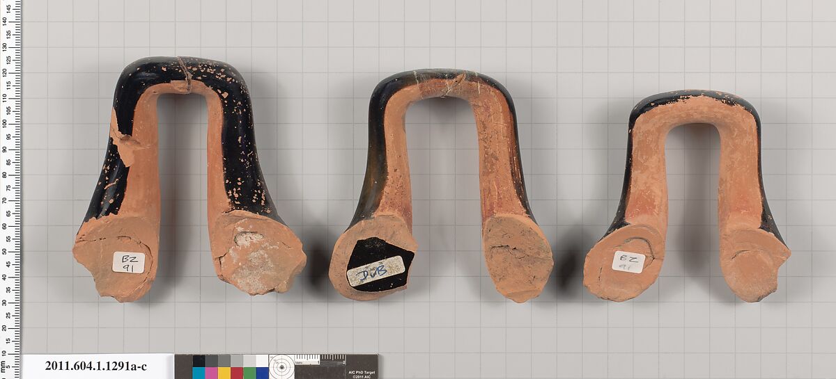 Terracotta fragments of kylikes (drinking cups), Terracotta, Greek, Attic