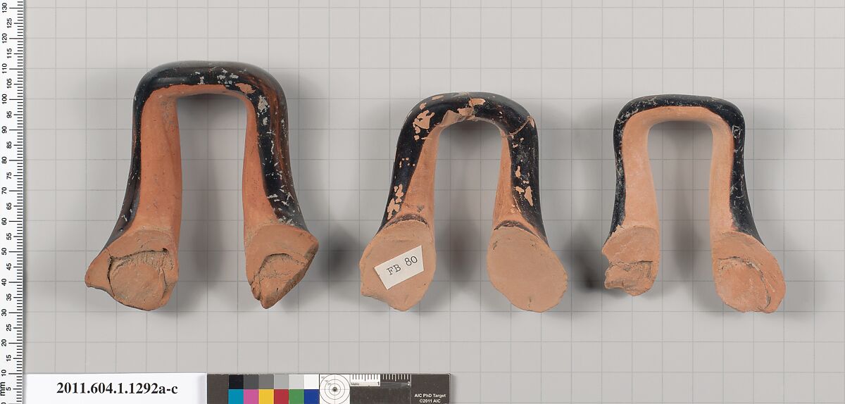 Terracotta fragments of kylikes (drinking cups), Terracotta, Greek, Attic