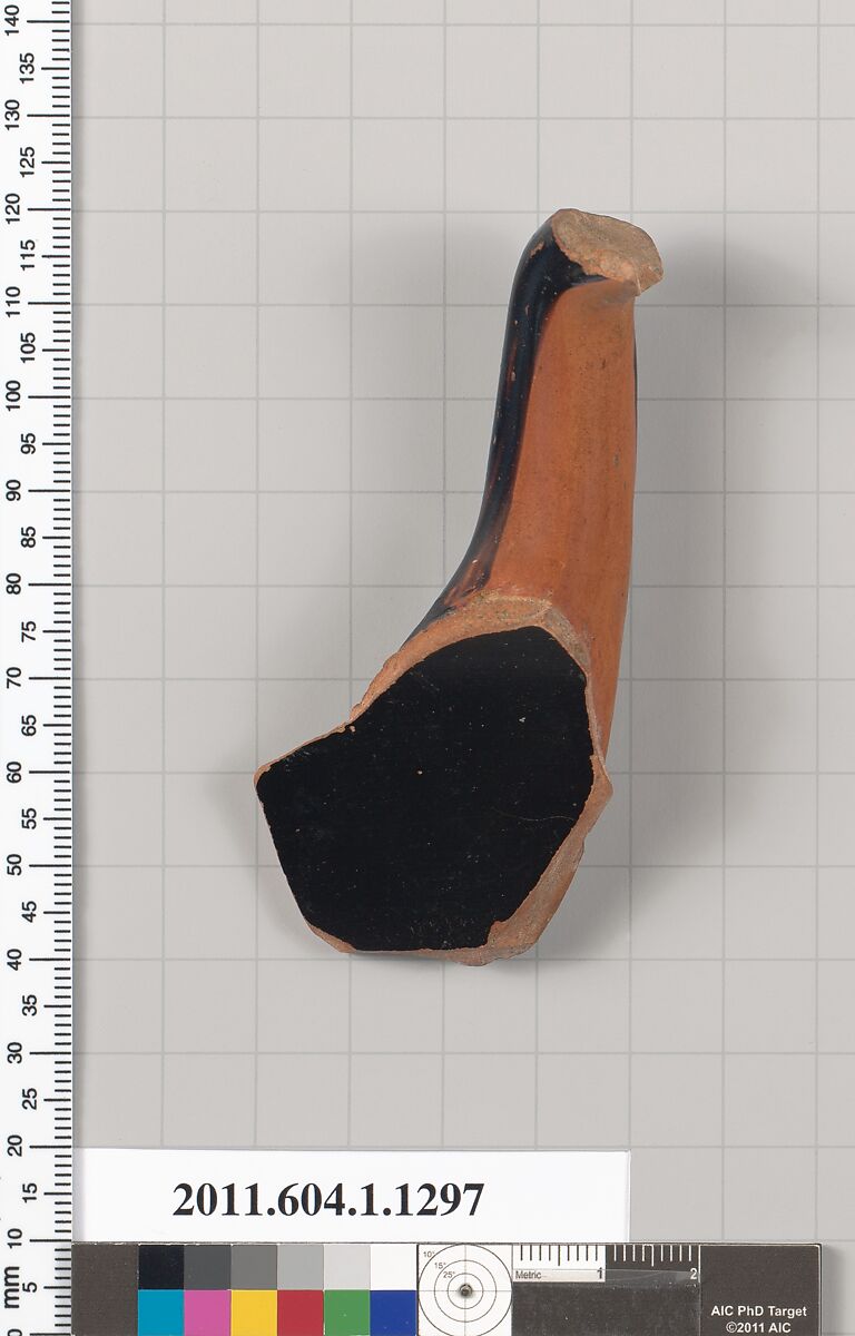 Terracotta fragment of a kylix (drinking cup), Terracotta, Greek, Attic