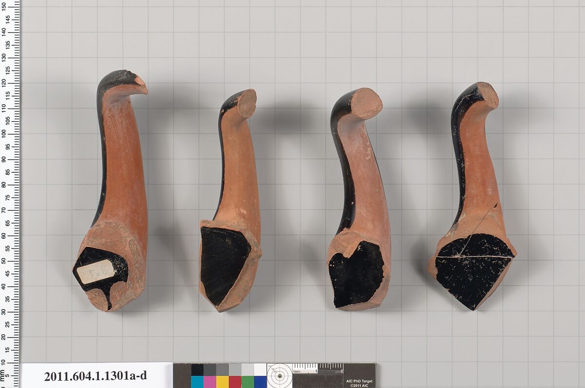 Terracotta fragments of kylikes (drinking cups), Terracotta, Greek, Attic