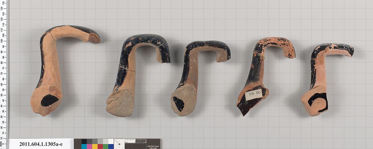 Terracotta fragments of kylikes (drinking cups), Terracotta, Greek, Attic