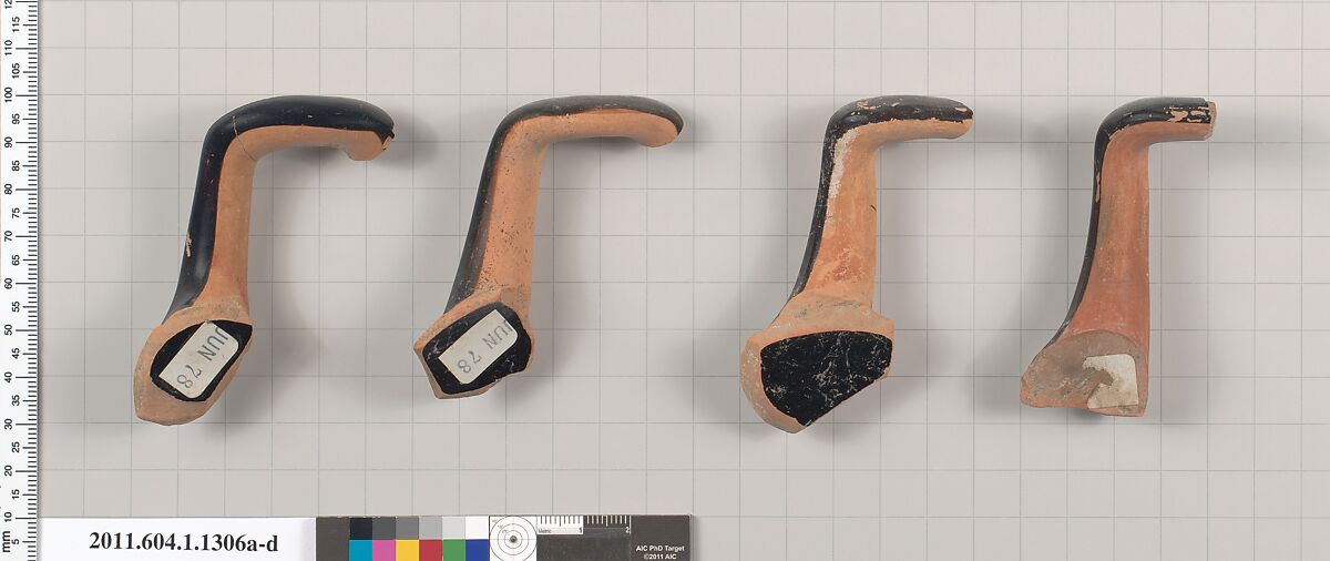 Terracotta fragments of kylikes (drinking cups), Terracotta, Greek, Attic