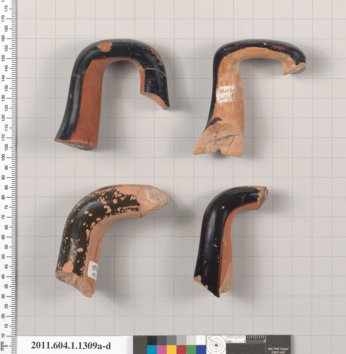 Terracotta fragments of kylikes (drinking cups), Terracotta, Greek, Attic
