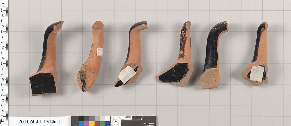 Terracotta fragments of kylikes (drinking cups), Terracotta, Greek, Attic