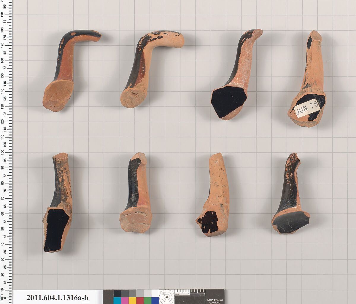 Terracotta fragments of kylikes (drinking cups), Terracotta, Greek, Attic