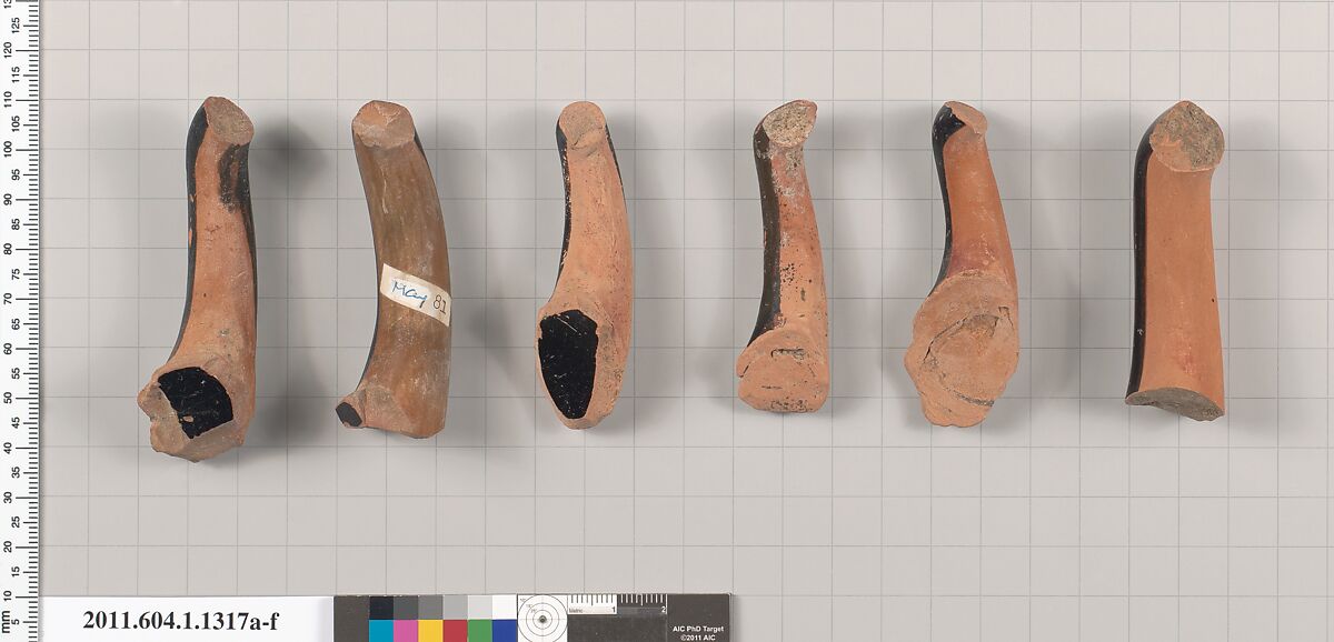 Terracotta fragments of kylikes (drinking cups), Terracotta, Greek, Attic