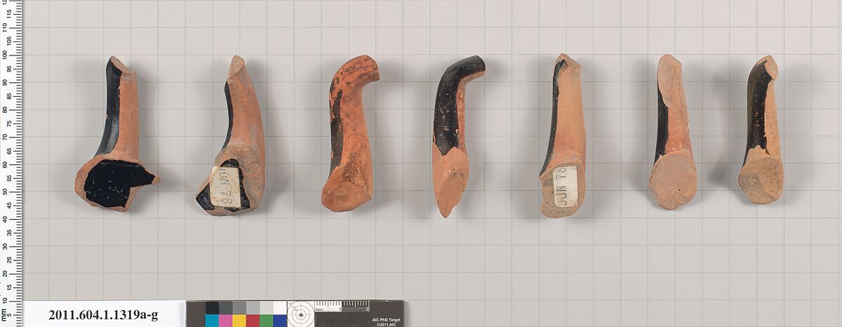 Terracotta fragments of kylikes (drinking cups), Terracotta, Greek, Attic