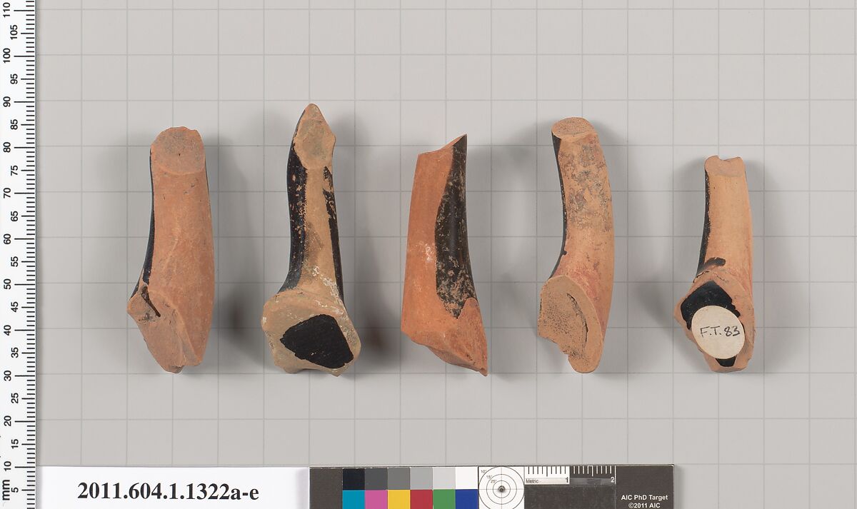 Terracotta fragments of kylikes (drinking cups), Terracotta, Greek, Attic