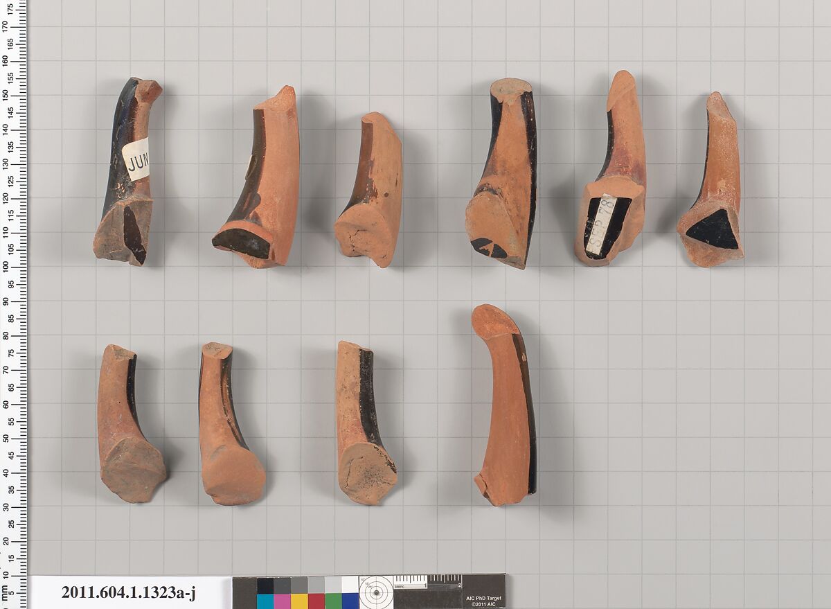 Terracotta fragments of kylikes (drinking cups), Terracotta, Greek, Attic