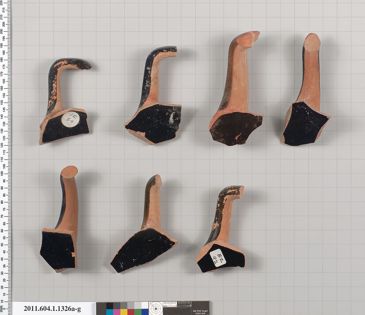 Terracotta fragments of kylikes (drinking cups), Terracotta, Greek, Attic