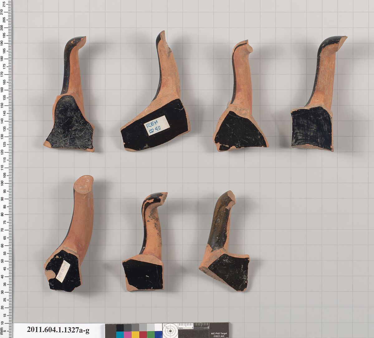 Terracotta fragments of kylikes (drinking cups), Terracotta, Greek, Attic