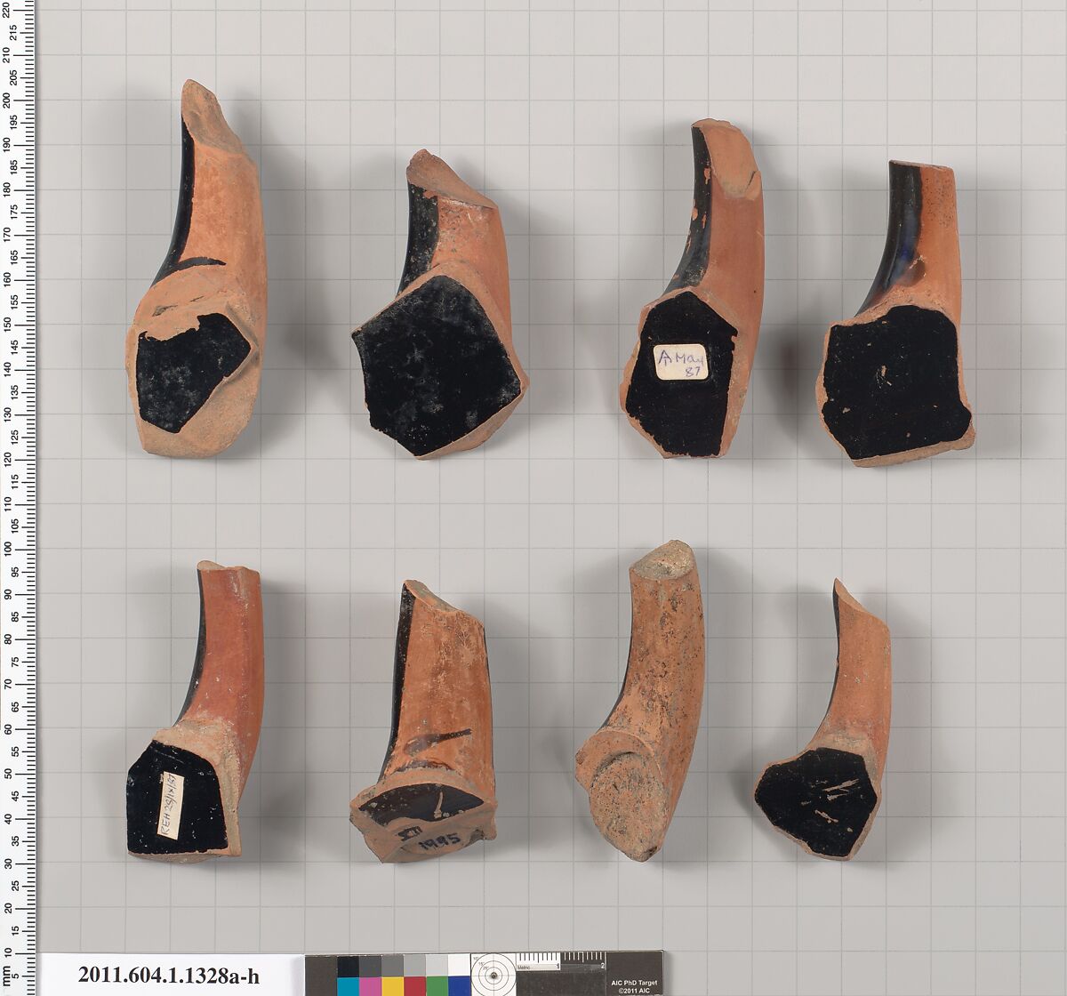Terracotta fragments of kylikes (drinking cups), Terracotta, Greek, Attic