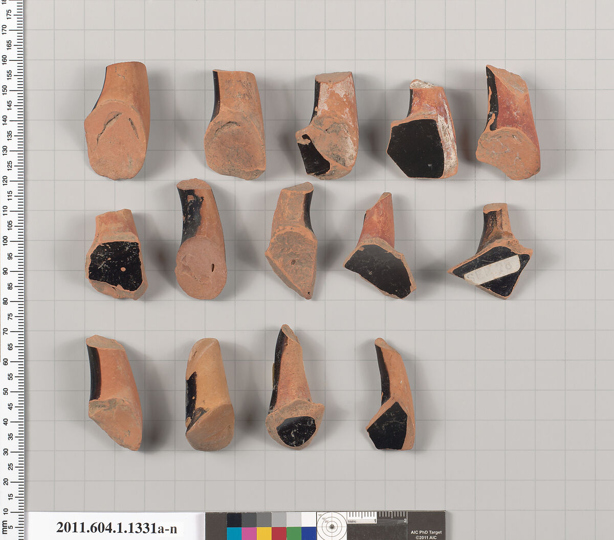 Terracotta fragments of kylikes (drinking cups), Terracotta, Greek, Attic