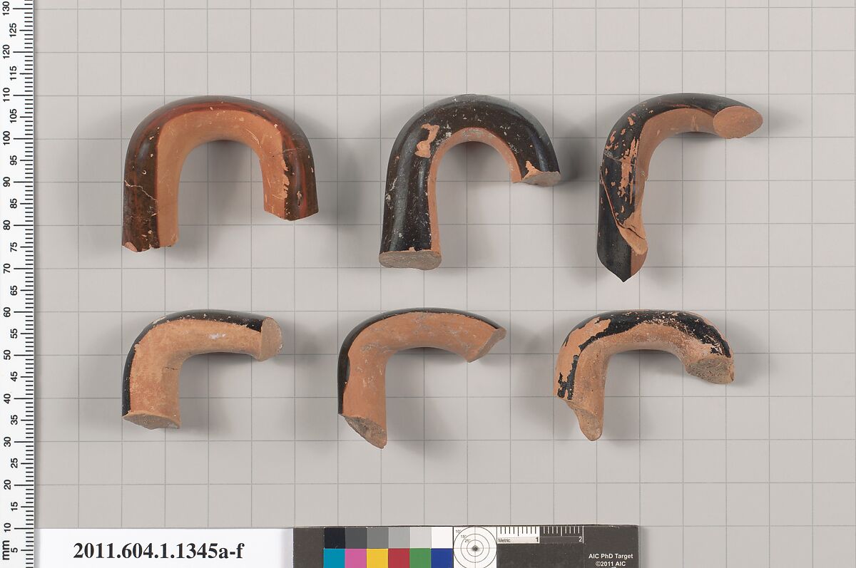 Terracotta fragments of kylikes (drinking cups), Terracotta, Greek, Attic