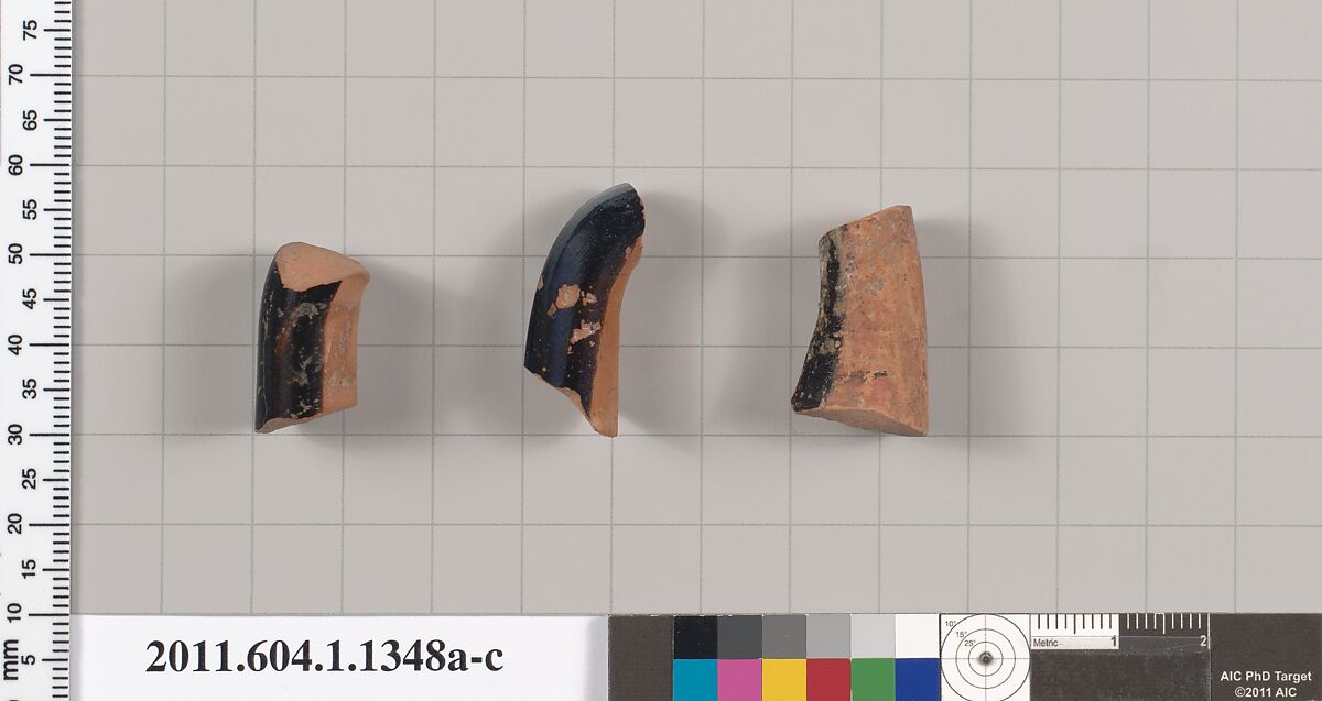 Terracotta fragments of kylikes (drinking cups), Terracotta, Greek, Attic