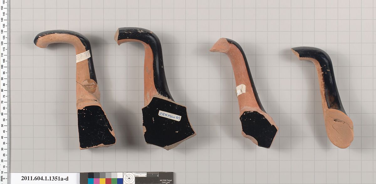 Terracotta fragments of kylikes (drinking cups), Terracotta, Greek, Attic