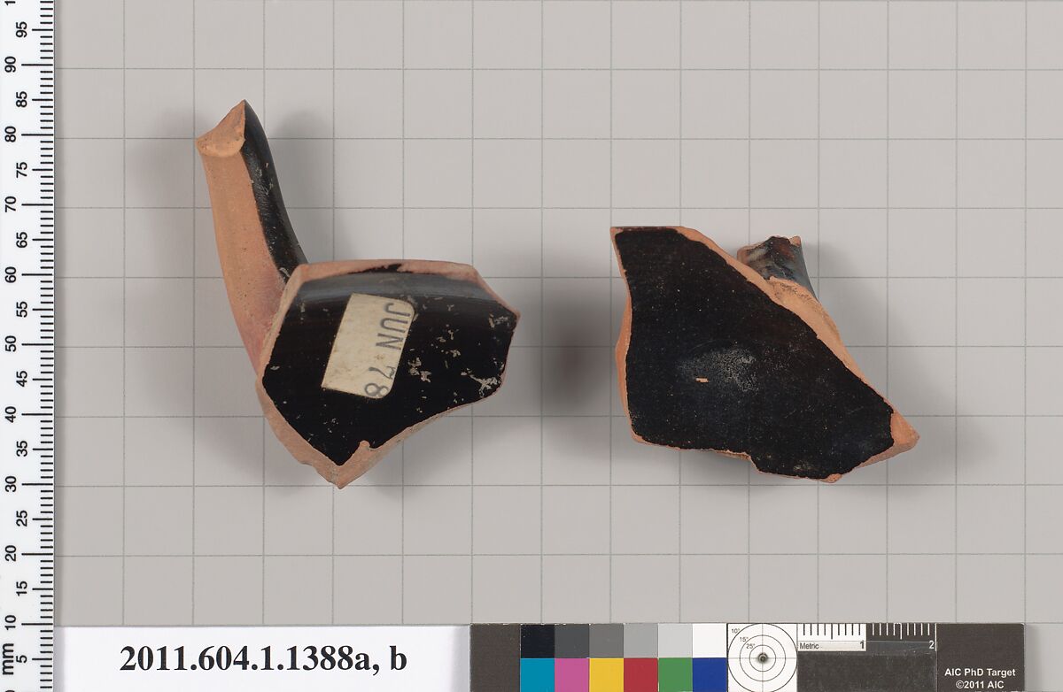 Terracotta fragments of kylikes (drinking cups), Terracotta, Greek, Attic