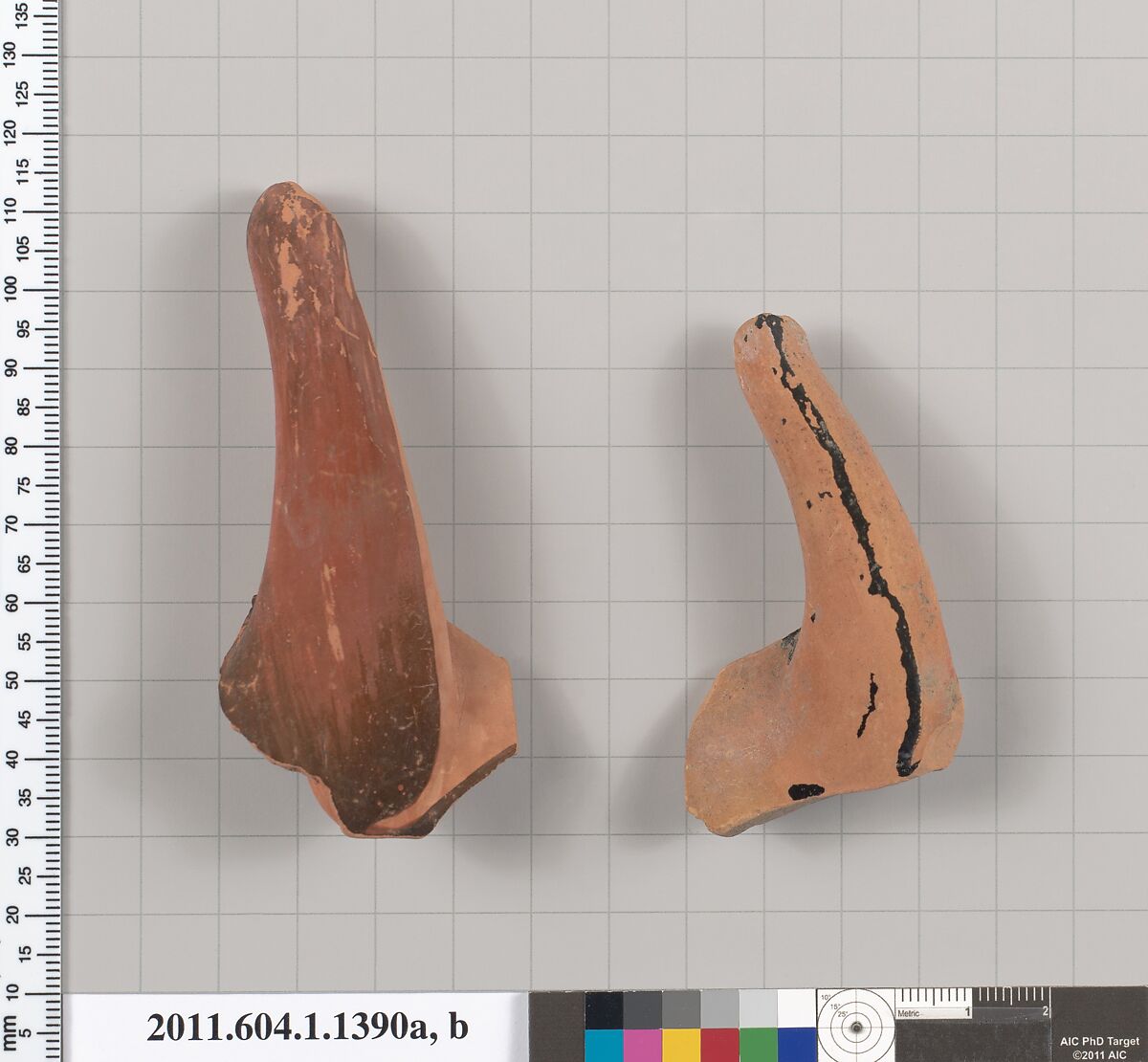 Terracotta fragments of kylikes (drinking cups), Terracotta, Greek, Attic 