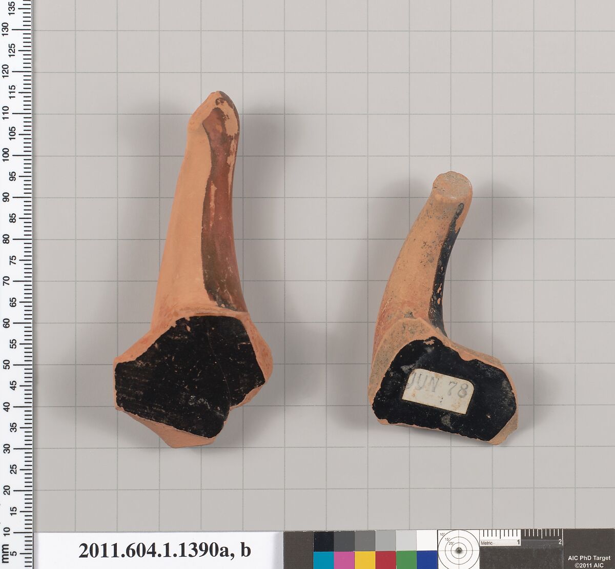 Terracotta fragments of kylikes (drinking cups), Terracotta, Greek, Attic