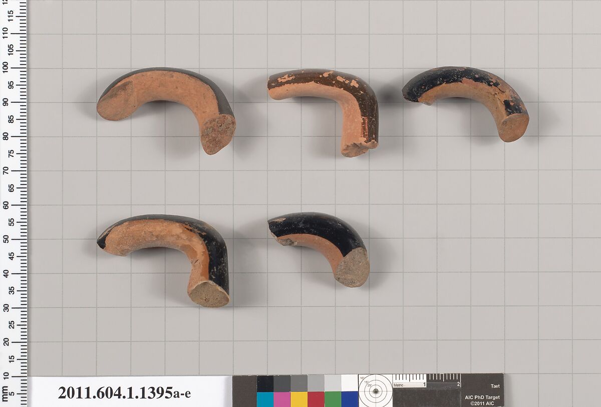 Terracotta fragments of kylikes (drinking cups), Terracotta, Greek, Attic