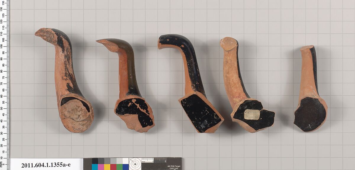 Terracotta fragments of kylikes (drinking cups), Terracotta, Greek, Attic