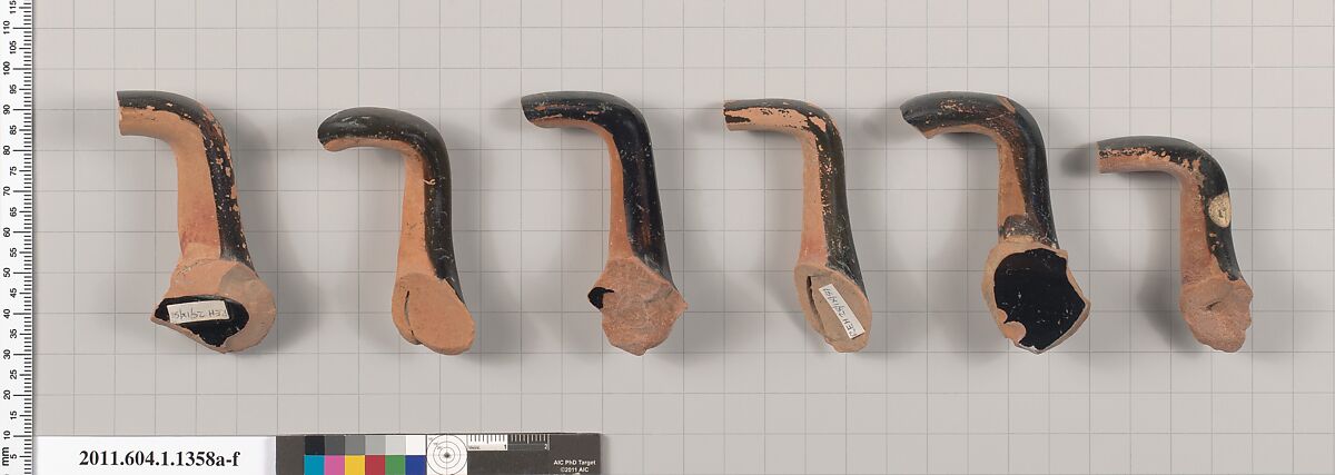 Terracotta fragments of kylikes (drinking cups), Terracotta, Greek, Attic