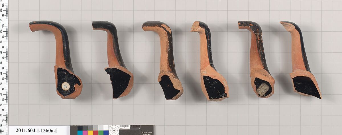 Terracotta fragments of kylikes (drinking cups), Terracotta, Greek, Attic