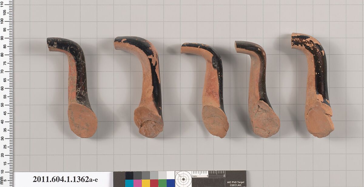 Terracotta fragments of kylikes (drinking cups), Terracotta, Greek, Attic