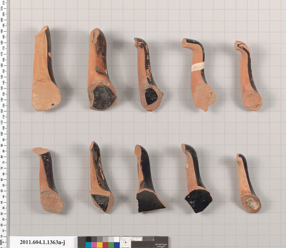 Terracotta fragments of kylikes (drinking cups), Terracotta, Greek, Attic