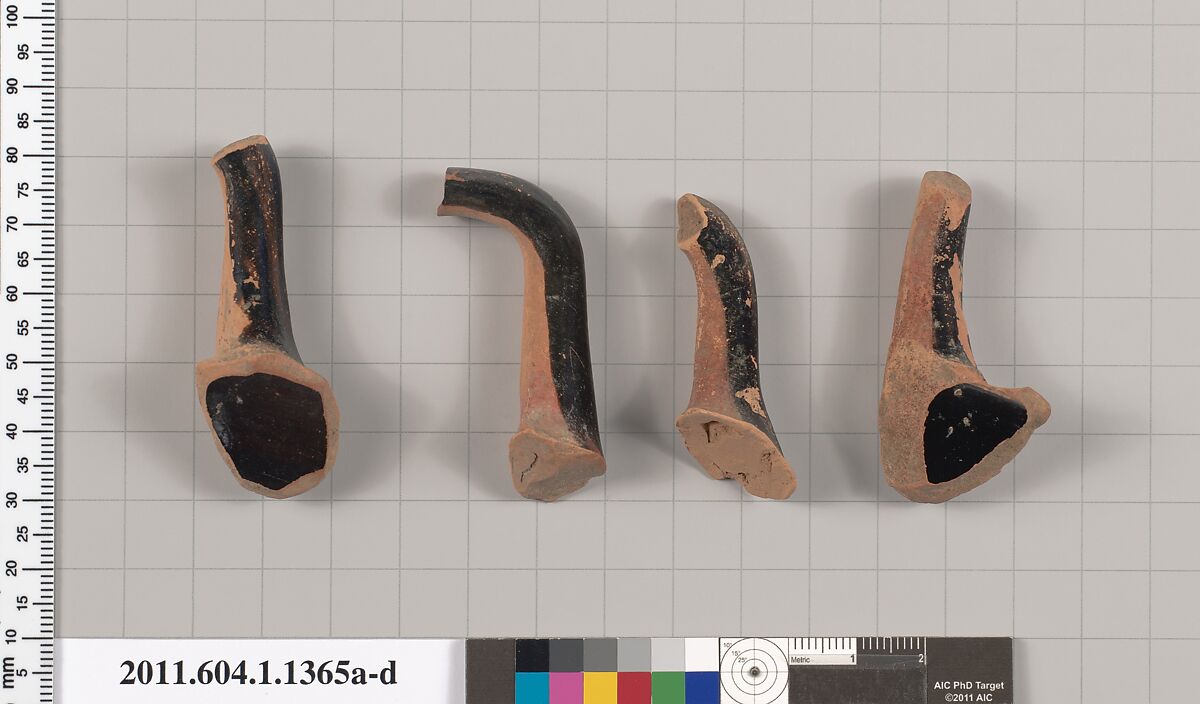 Terracotta fragments of kylikes (drinking cups), Terracotta, Greek, Attic