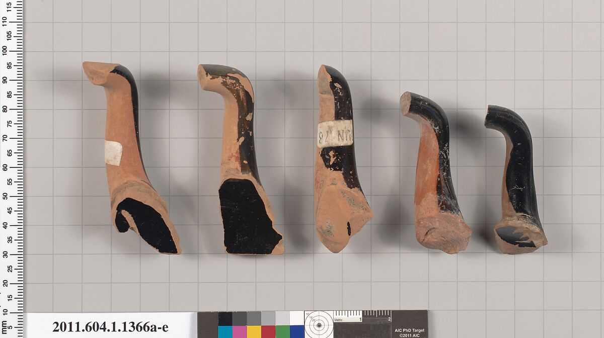 Terracotta fragments of kylikes (drinking cups), Terracotta, Greek, Attic