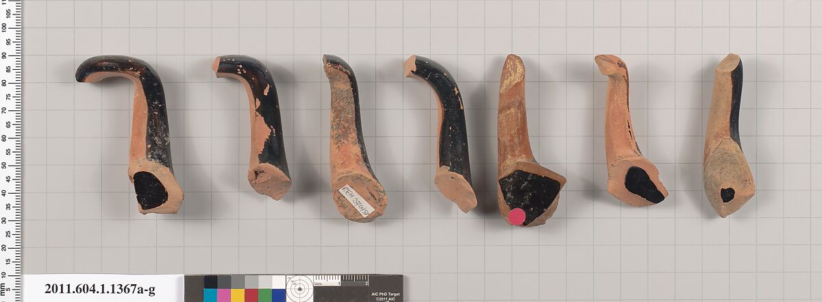 Terracotta fragments of kylikes (drinking cups), Terracotta, Greek, Attic