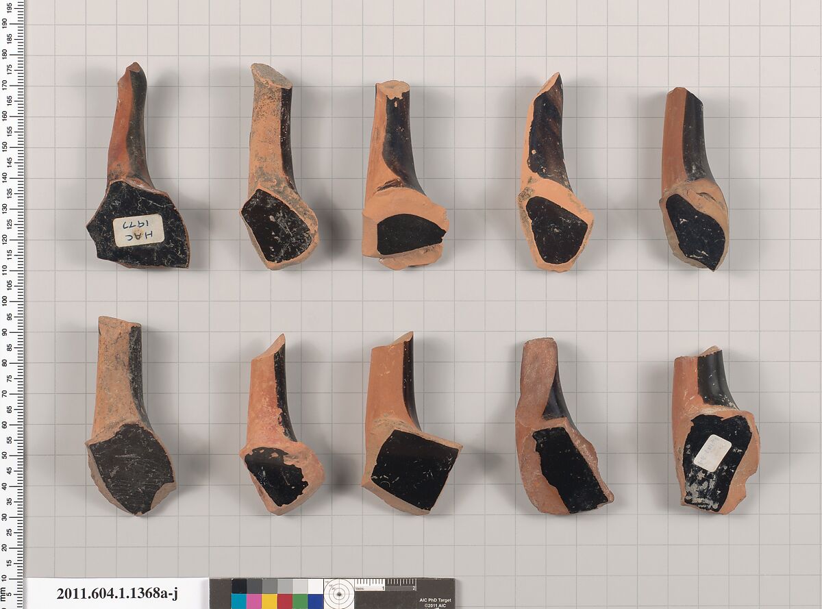 Terracotta fragments of kylikes (drinking cups), Terracotta, Greek, Attic