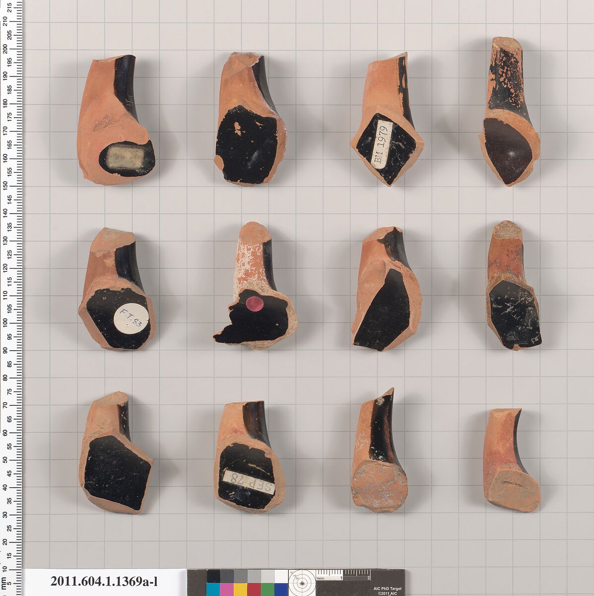 Terracotta fragments of kylikes (drinking cups), Terracotta, Greek, Attic