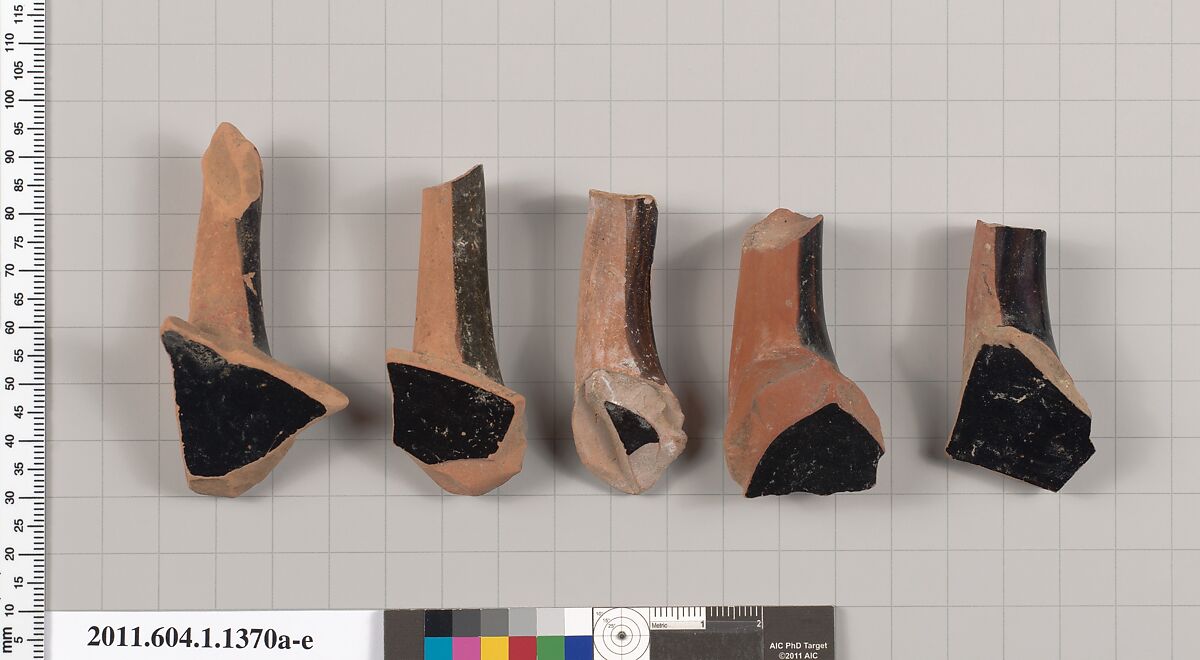 Terracotta fragments of kylikes (drinking cups), Terracotta, Greek, Attic