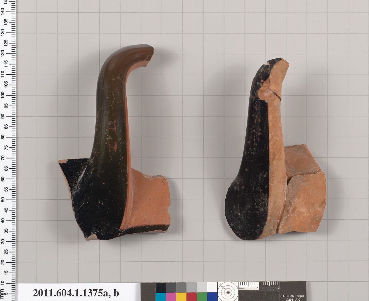 Terracotta fragments of kylikes (drinking cups), Terracotta, Greek, Attic 