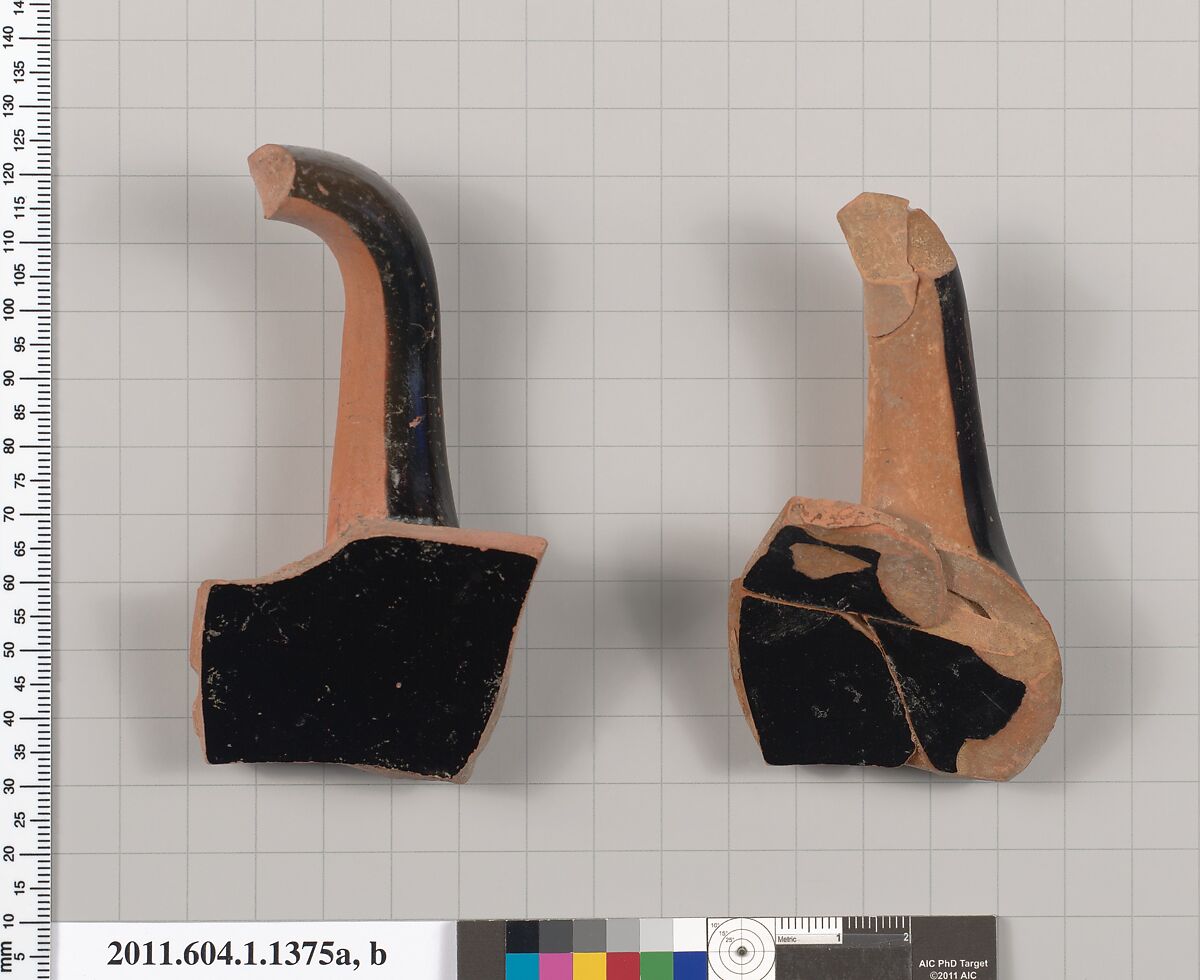 Terracotta fragments of kylikes (drinking cups), Terracotta, Greek, Attic