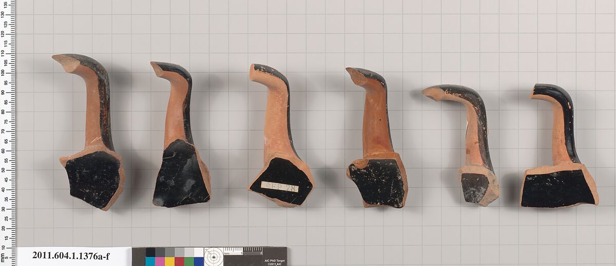 Terracotta fragments of kylikes (drinking cups), Terracotta, Greek, Attic