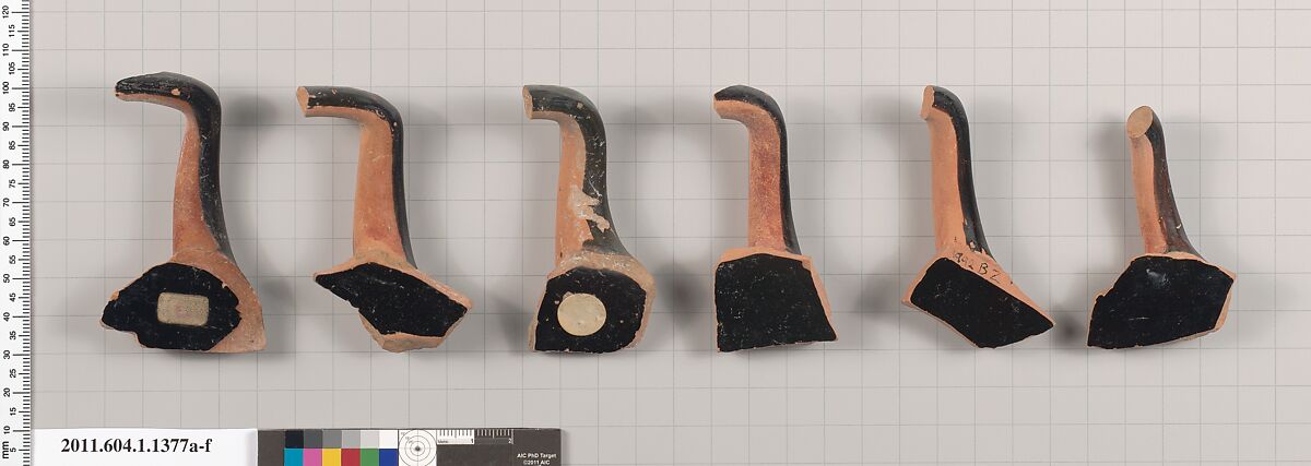 Terracotta fragments of kylikes (drinking cups), Terracotta, Greek, Attic