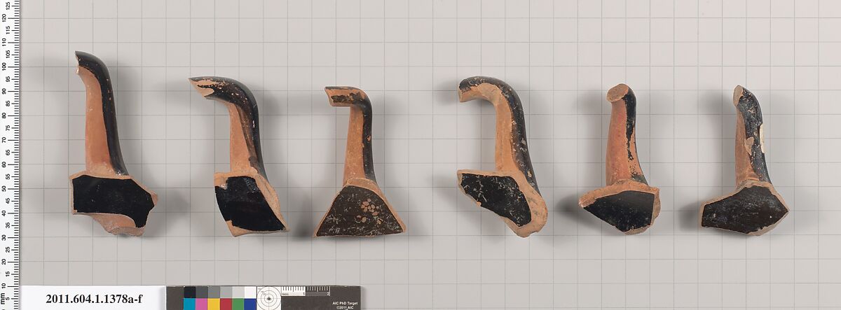 Terracotta fragments of kylikes (drinking cups), Terracotta, Greek, Attic