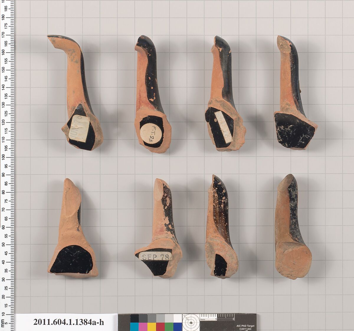 Terracotta fragments of kylikes (drinking cups), Terracotta, Greek, Attic