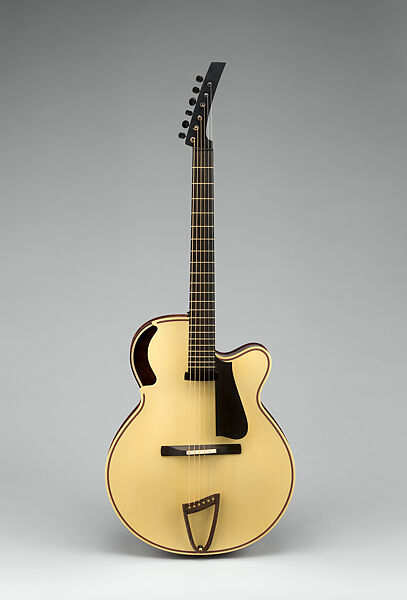 Archtop guitar, Ken Parker (American, 1952-2025), Alpine spruce, mahogany, holly, cherry, willow, ebony, mother-of-pearl, camel bone, Douglas fir, carbon fiber composite, mokume-gane, American