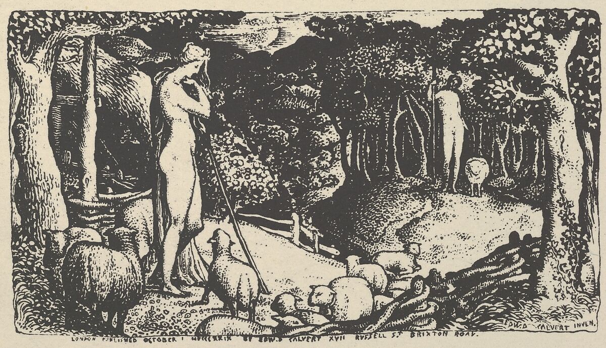 Ideal Pastoral Life (reproduced for Calver's "Memoir"), After Edward Calvert (British, Appledore, Devon 1799–1833 Hackney (London)), Photo-lithographic reproduction 