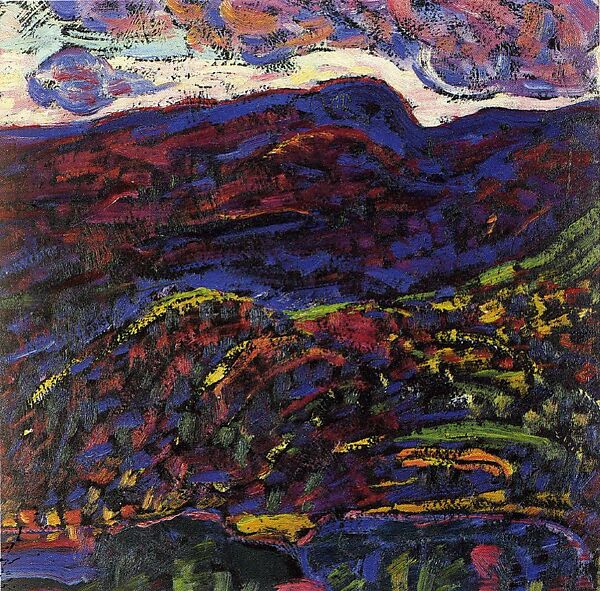 Kezar Lake, Autumn Evening, Marsden Hartley (American, Lewiston, Maine 1877–1943 Ellsworth, Maine), Oil on commercially prepared paperboard (academy board) 