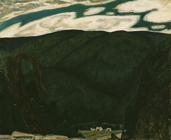 The Dark Mountain, Marsden Hartley (American, Lewiston, Maine 1877–1943 Ellsworth, Maine), Oil on commercially prepared paperboard (academy board) 