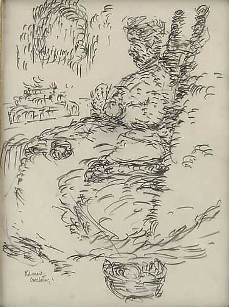 Old Maid Crocheting, Marsden Hartley (American, Lewiston, Maine 1877–1943 Ellsworth, Maine), Graphite on paper 